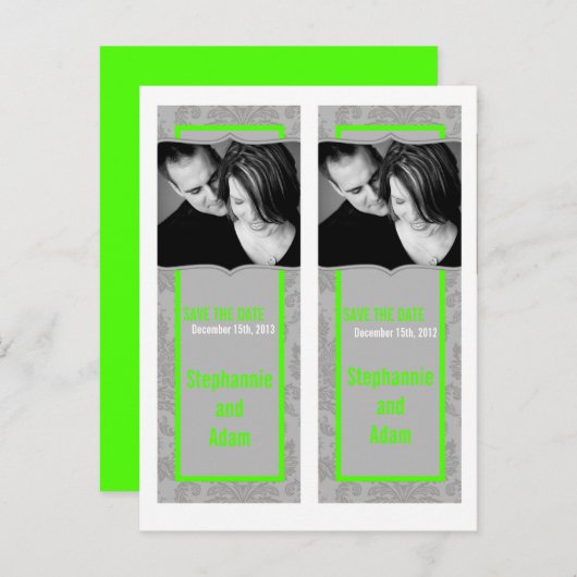 Save the Date Book Mark Favorits Modern Gray Damas Ankündigungspostkarte (Vorne/Hinten)