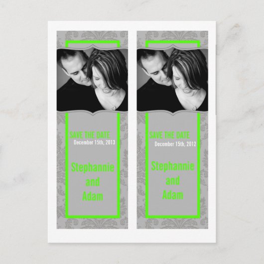 Save the Date Book Mark Favorits Modern Gray Damas Ankündigungspostkarte (Vorderseite)