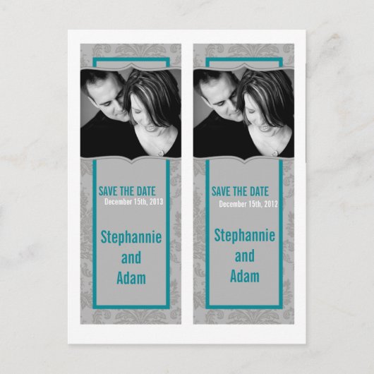 Save the Date Book Mark Favorits Modern Gray Damas Ankündigungspostkarte (Vorderseite)