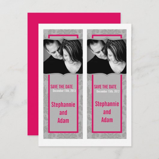 Save the Date Book Mark Favorits Modern Gray Damas Ankündigungspostkarte (Vorne/Hinten)