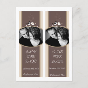 Save the Date Book Mark Favorits Wedding Birds Bri Ankündigungspostkarte