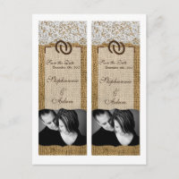 Save the Date Book Mark Favors Horse Shoes Burlap