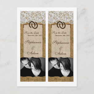 Save the Date Book Mark Favors Horse Shoes Burlap Ankündigungspostkarte