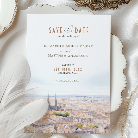 Save the Date Bordeaux Frankreich Zielort Einladung