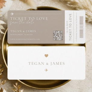 Save-the-Date Bordkarte Hochzeit Flugticket Einladung