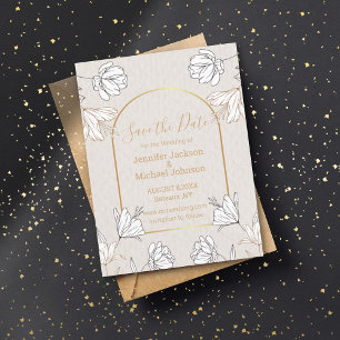 Save the Date botanisch-graue Eichenhochzeit Postkarte