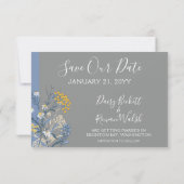 Save the Date Botanische Daisy-Floral-3-Foto-Karte Einladung (Rückseite)