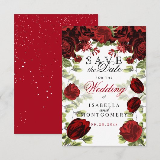 Save the Date Botanische Dunkelblume (Vorne/Hinten)