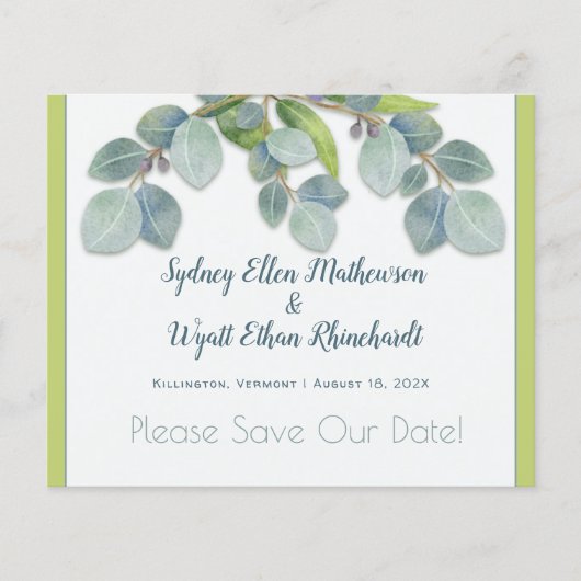 Save the Date Botanische Eukalyptus-Hochzeit Flyer (Vorne)
