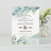 Save The Date. Botanische Hochzeitsankündigung Date (Stehend Vorderseite)