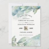 Save The Date. Botanische Hochzeitskarte Date (Vorderseite)