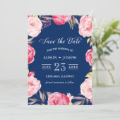 Save The Date | Botanischer Blumenstrauß, blau (Stehend Vorderseite)