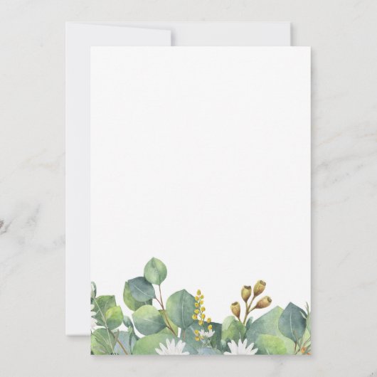 Save the Date botanischer Eukalyptus + daistisches (Rückseite)