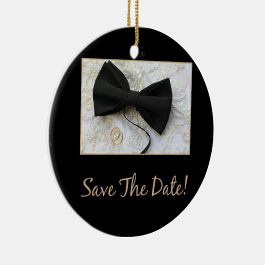 Save the Date Bow Krawatte auf Kleid Keramikornament (Rechts)