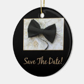 Save the Date Bow Krawatte auf Kleid Keramikornament (Links)