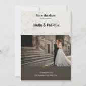 Save the Date braun und weiß Einladung (Vorderseite)