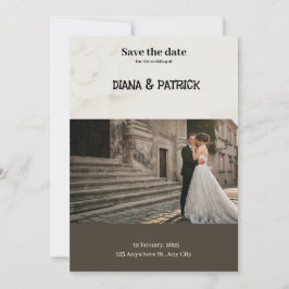 Save the Date braun und weiß Einladung