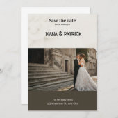 Save the Date braun und weiß Einladung (Vorne/Hinten)