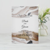 Save the Date braune und schwarze Wasserfarbe Einladung (Stehend Vorderseite)