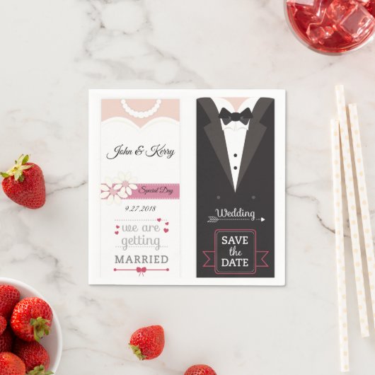 Save the Date Braut & Groom Hochzeitseinladung Serviette (Beispiel)