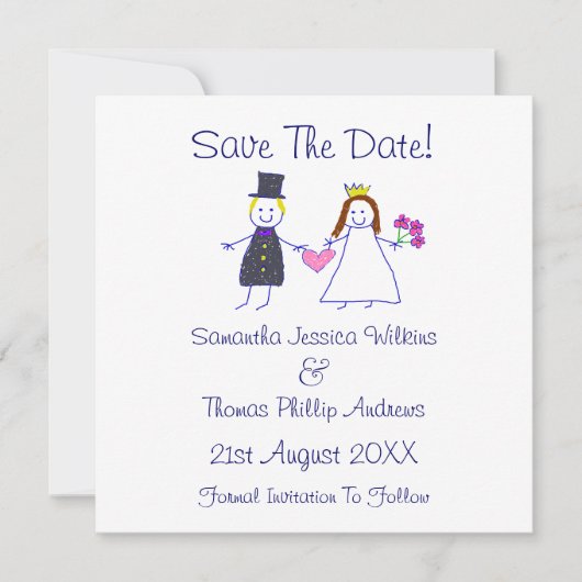 Save The Date! Braut & Groom Holding Herz Date (Vorderseite)