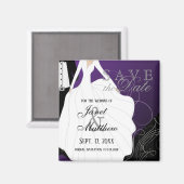 Save the Date - Braut und Bräuche - Lila Magnet (Vorderseite/Rückseite)