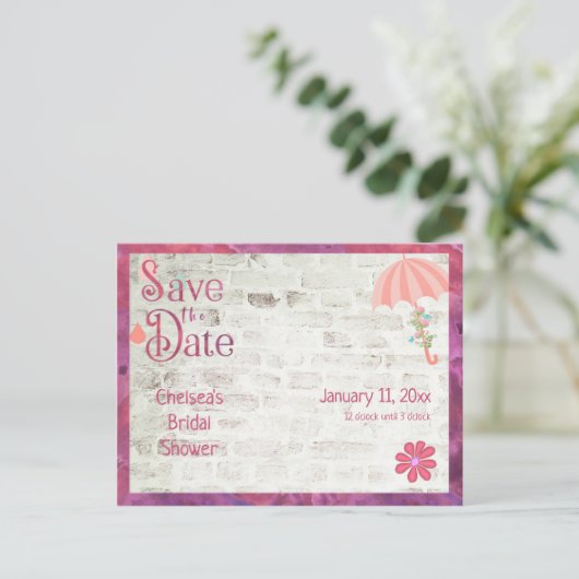 Save the Date Brautparty Ankündigungspostkarte (Stehend Vorderseite)