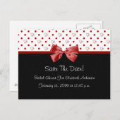 Save the Date Brautparty Girly Red Hearts Ankündigungspostkarte (Vorne/Hinten)