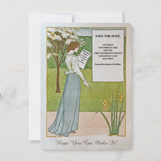 SAVE THE DATE/BREAKING NEWS/FRAU LESENKOPFZEILE SAVE THE DATE (Vorderseite)