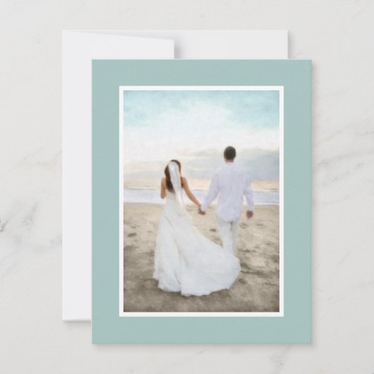 Save the Date Bride and Groom am Strand (Vorderseite)