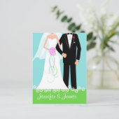 Save the Date - Bridge & Groom Postkarte (Stehend Vorderseite)
