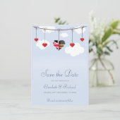 Save the Date britisch-amerikanische Hochzeit (Stehend Vorderseite)