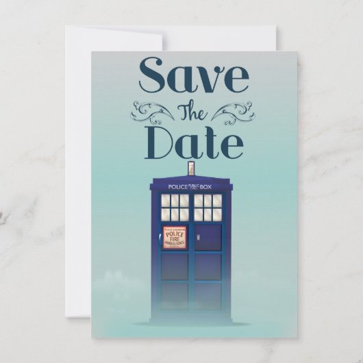 Save the Date British Police Box Einladung (Rückseite)
