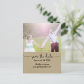 SAVE THE DATE Brown Kraft Foto Wedding Postcard Ankündigungspostkarte (Stehend Vorderseite)