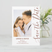 Save the Date Brown stylish Script Modern Wedding (Stehend Vorderseite)