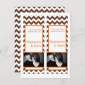 Save the Date Buch Favoriten Brown Orang Zickzack Ankündigungspostkarte (Vorne/Hinten)