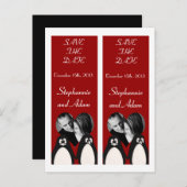 Save the Date Buch Favoriten Penguin Liebe Couple Ankündigungspostkarte (Vorne/Hinten)