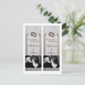 Save the Date Buch Favors Pferdeschuhe Holz Ankündigungspostkarte (Stehend Vorderseite)