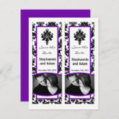 Save the Date Buch Mark Favoriten Schwarzer Lila D Ankündigungspostkarte (Vorne/Hinten)