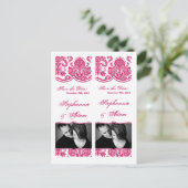 Save the Date Buch Mark Favorits Fusia White Damas Ankündigungspostkarte (Stehend Vorderseite)