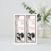 Save the Date Buchzeichen Favors Fall Tree Ursprün Ankündigungspostkarte (Stehend Vorderseite)