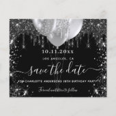 Save the Date Budget für den Schwarzsilber-Glitzer Flyer (Vorne)