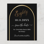 Save the Date Budget für schwarzen Goldbogen aus d Flyer (Vorne)