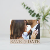 Save the Date Budget Imitats Gold & Beige (Stehend Vorderseite)