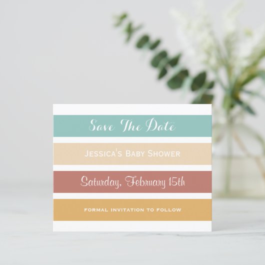 Save the Date bunte Pastellstreifen (Stehend Vorderseite)