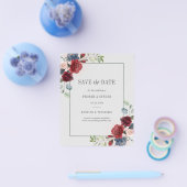 Save the Date Burgund Floral Water color Flyer (Einzeln)