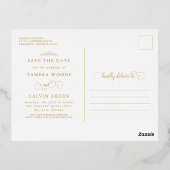 Save the Date Burgund Gold Dekorrahmen Folie Einladungspostkarte (Rückseite)