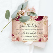 Save the Date Burgund Rose Gold Rose Marsala
