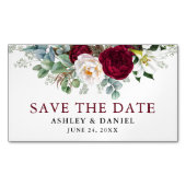 Save the Date Burgundy Blumengrün Magnet (Vorderseite)