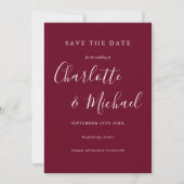 Save the Date Burgundy Foto Wedding Einladung (Vorderseite)